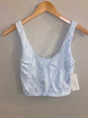 NWT Altar'd State Seamless Floral Lace Crop Tank Bralette Ice Blue S